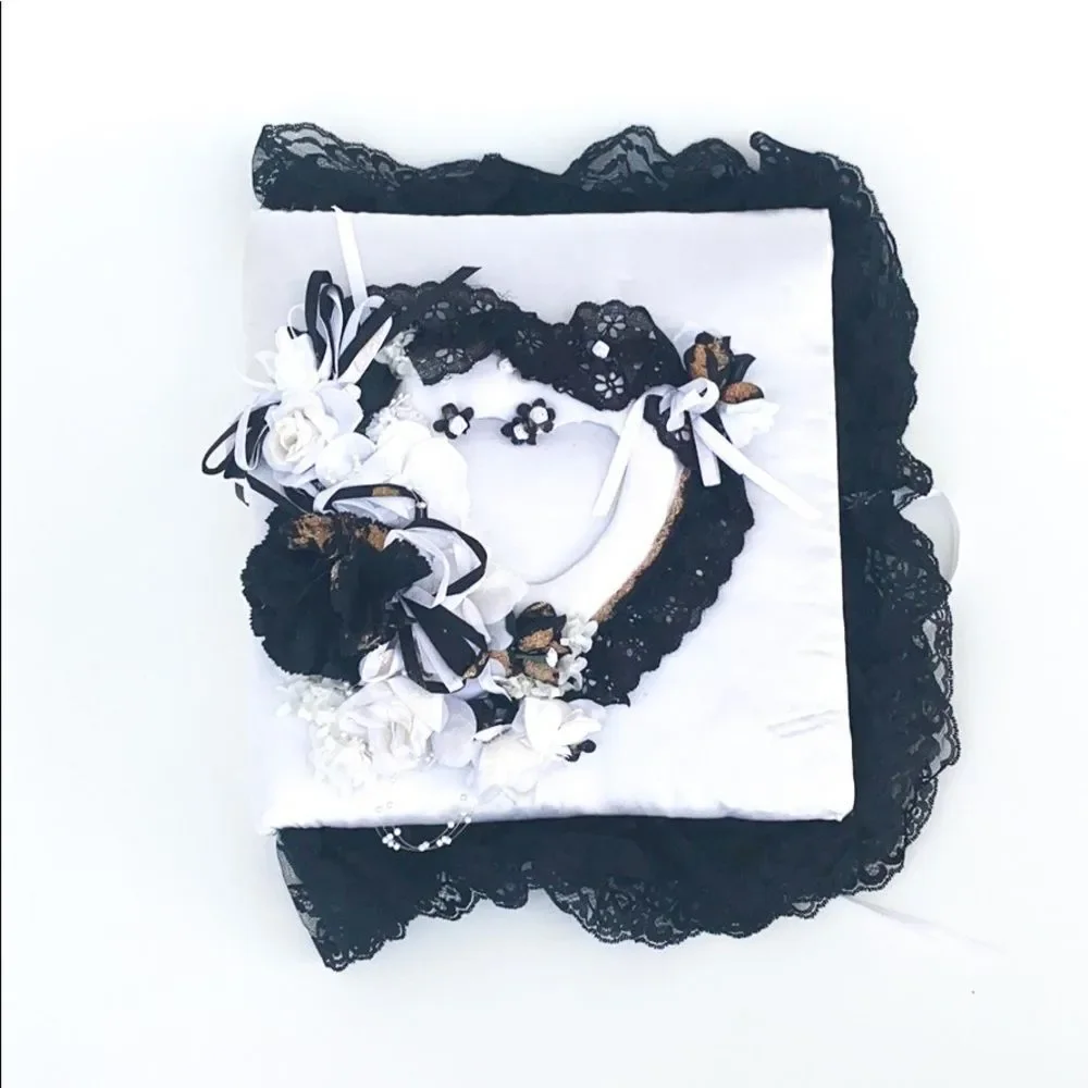 Vintage Black Lace White Wedding Photo Album